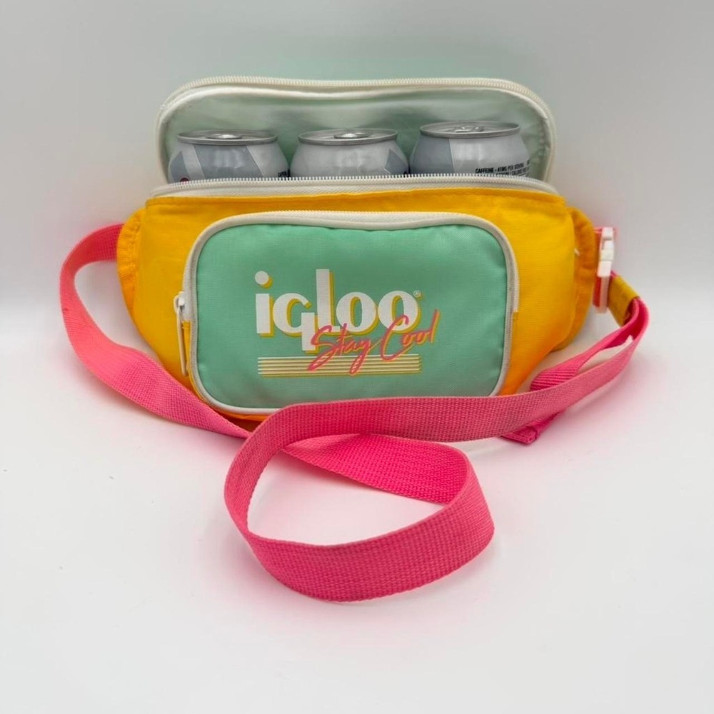 Igloo Stay Cool retro insulated fanny pack cooler bag yellow holds 3 cans